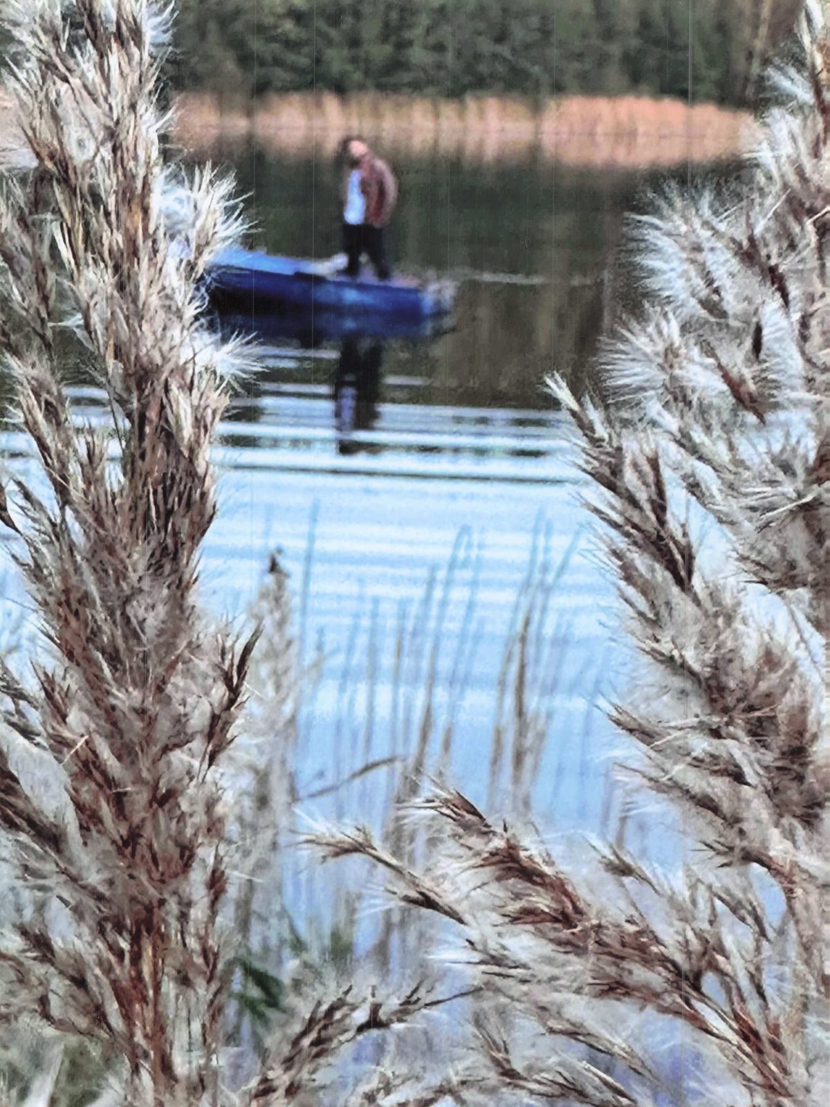 Schlauchboot im Schilf am Deulowitzer See